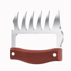 LMETJMA Bear Claws Stainless Steel BBQ Meat Shredder Claws with Wooden Handle Bottle Opener Turkey Chicken Claws KC0423